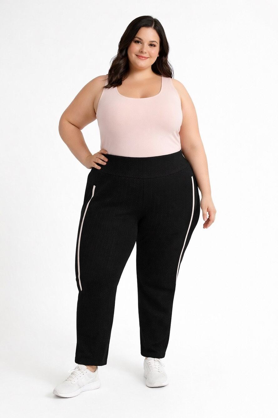 Chicos Zenergy So Slimming Textured Framed Leggings Black Stripe Womens 4 US XXL